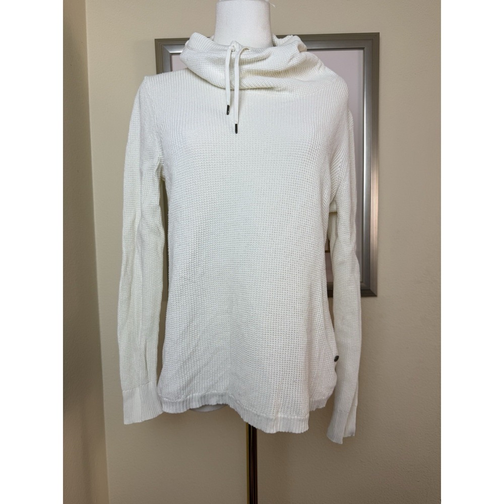 Ralph Lauren Women Cowl Neck Pullover Sweater Cotton Waffle | Cream | Medium